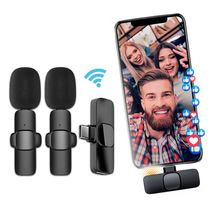 GENERICO - MICROFONO SOLAPERO INALAMBRICO PECHERO PARA CELULAR TIPO C  ANDROID
