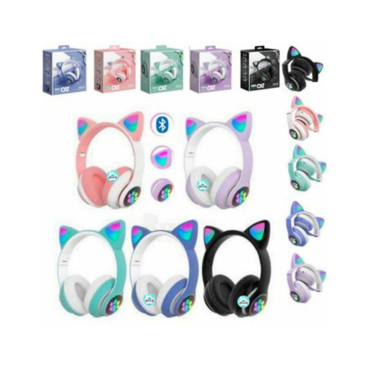 GENERICO - Audífono Bluetooth Gato con Luz Led