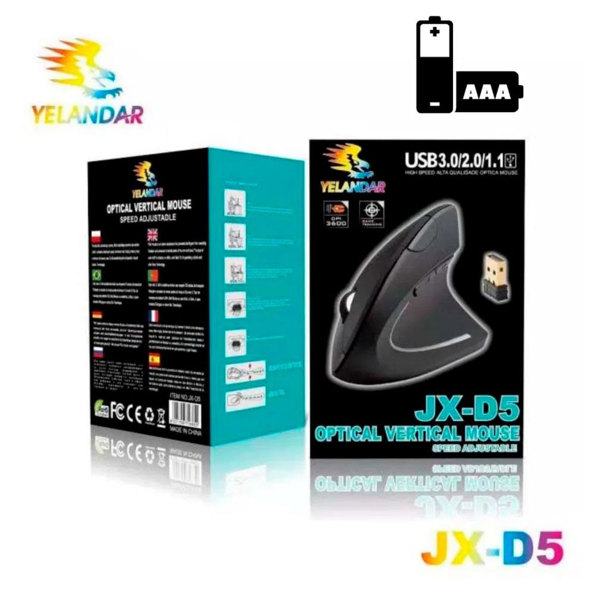 GENERICO - Mouse Ergonómico Vertical inalámbrico con Pila - Negro