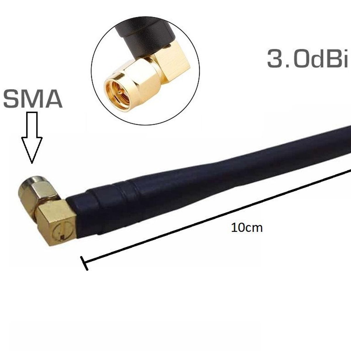 GENERICO - ANTENA OMNIDIRECCIONAL WIFI 3DBI SMA MACHO 24ghz - ROUTER TARJETA RED