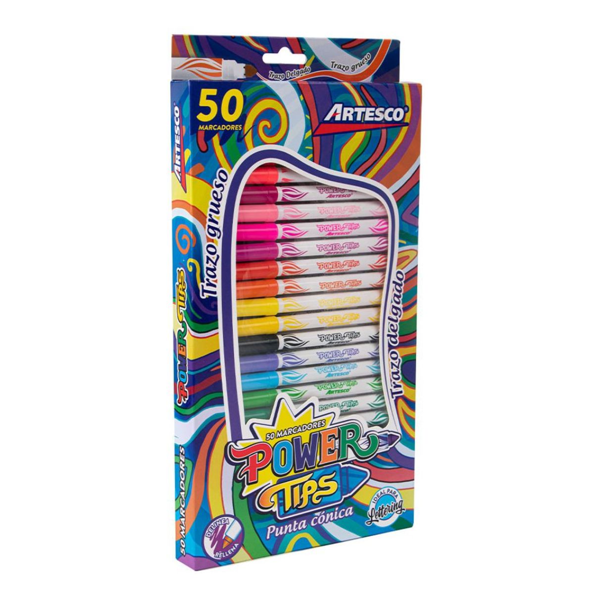 ARTESCO - Marcadores Power Tips Punta Cónica x50