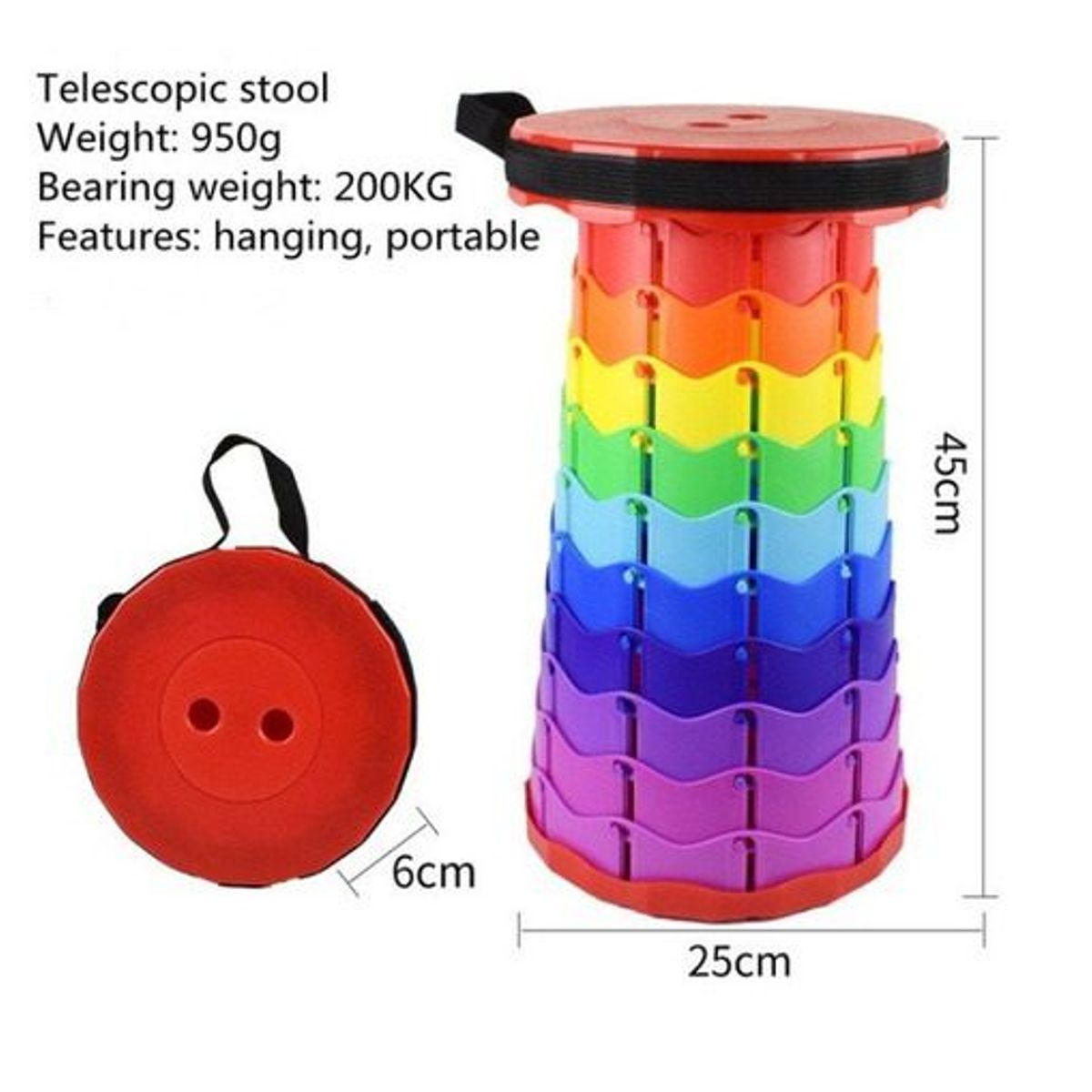 ITELSISTEM - Banco Silla Plegable Retractil Portatil Telescopica Itelsistem rojo