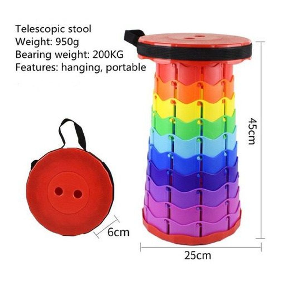 ITELSISTEM - Banco Silla Plegable Retractil Portatil Telescopica Itelsistem rojo