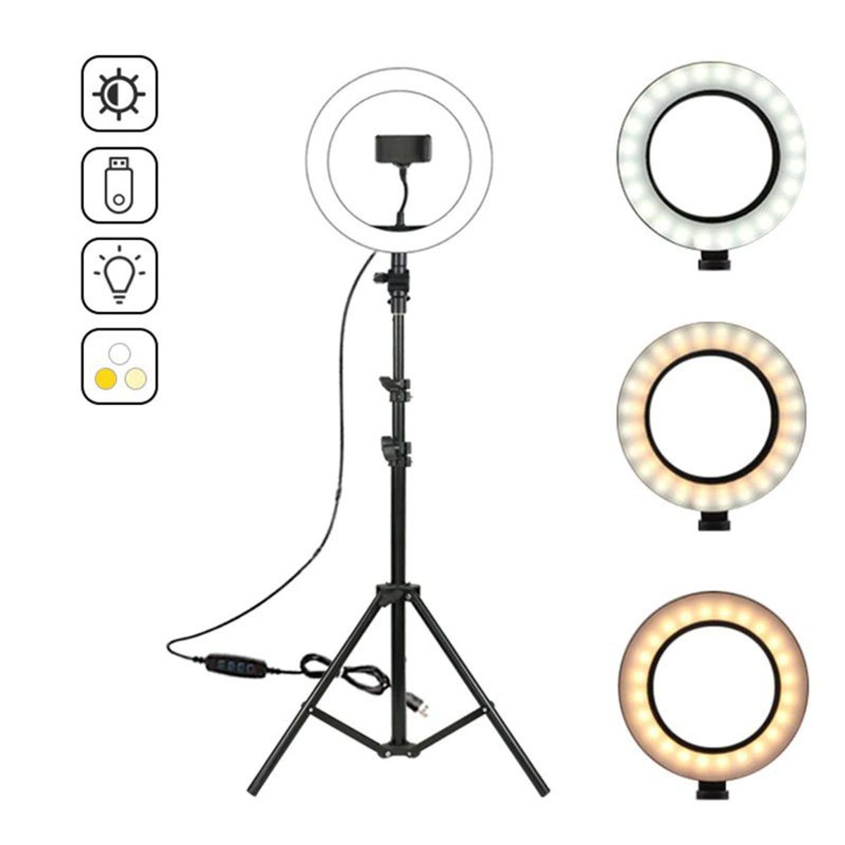 GENERICO - Aro Anillo Luz Led 26cm + Tripode 2.10 mt para Tik Tok