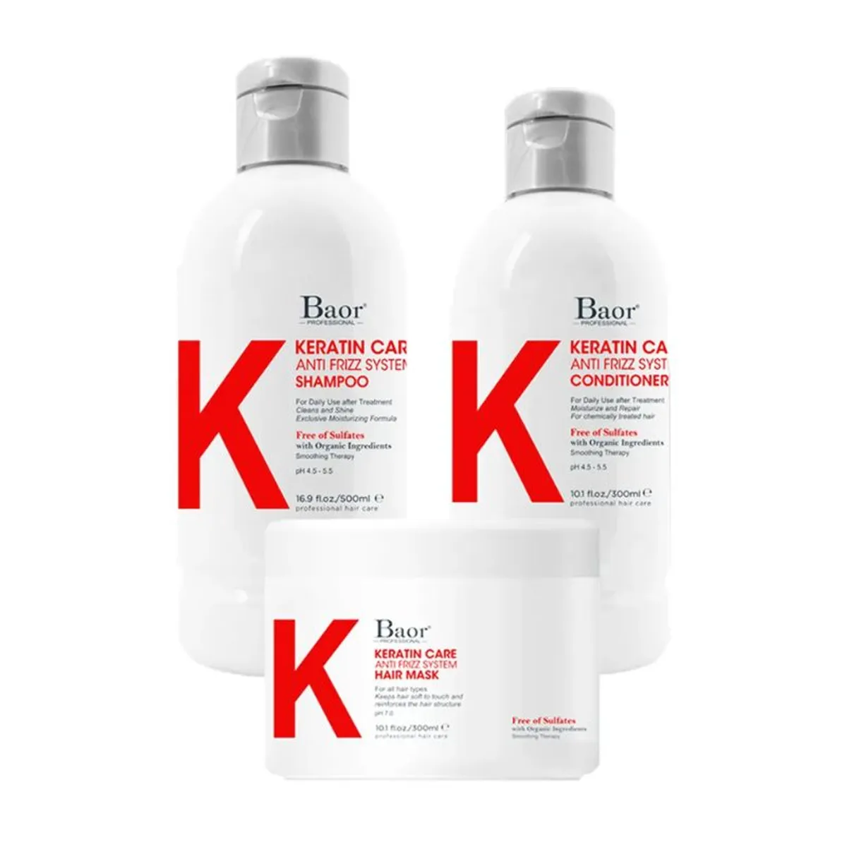BAOR PROFESSIONAL - BAOR K - Tripack Keratin Care Shampoo  Acondicionador  Mascarilla