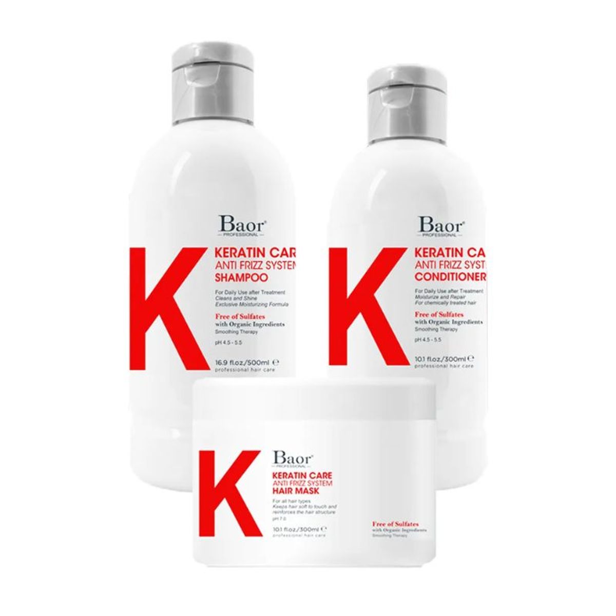 BAOR PROFESSIONAL - BAOR K - Tripack Keratin Care Shampoo  Acondicionador  Mascarilla