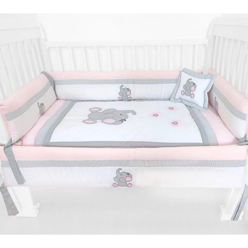 BABY MERINOS - Set de Cuna y 4 protectores 130x70cm - Elefante