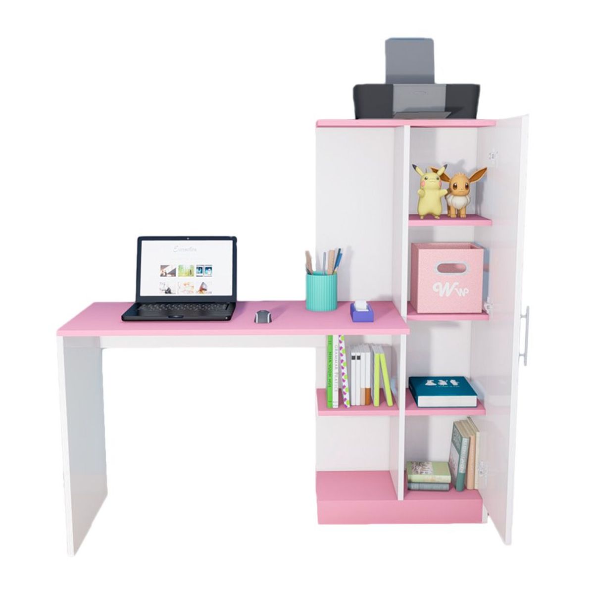 WONDER WOOD MUEBLERIA - Escritorio Organizador Robert con puerta Wonder Wood Muebleria BlancoRosado