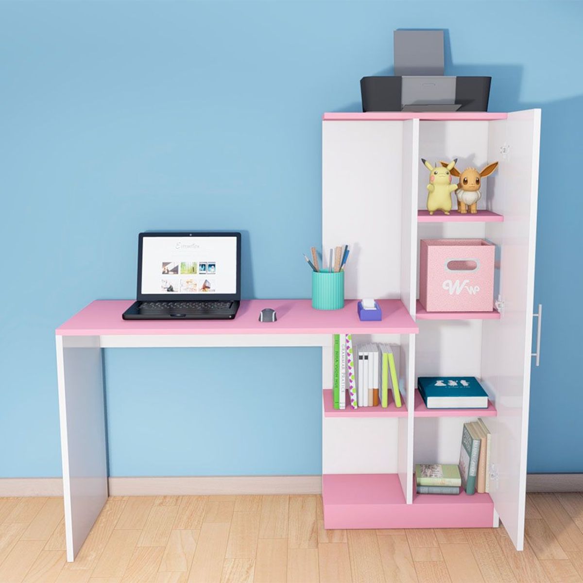 WONDER WOOD MUEBLERIA - Escritorio Organizador Robert con puerta Wonder Wood Muebleria BlancoRosado