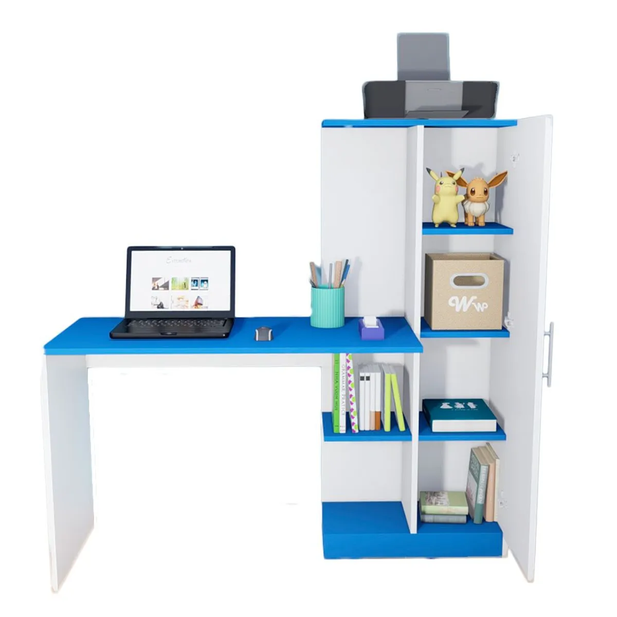 WONDER WOOD MUEBLERIA - Escritorio Organizador Robert con puerta Wonder Wood Muebleria BlancoAzul
