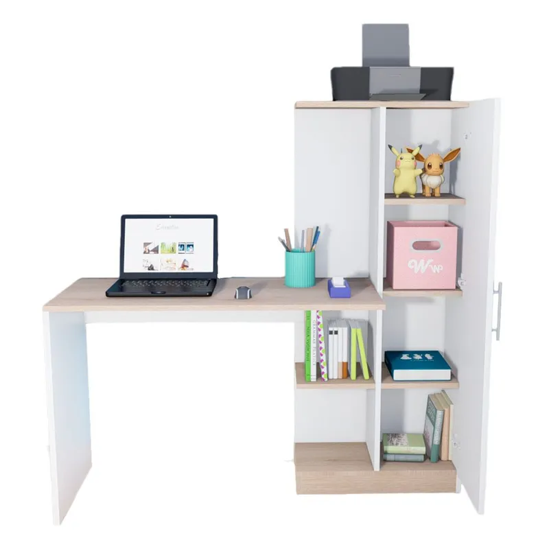 WONDER WOOD MUEBLERIA - Escritorio Organizador Robert con puerta Wonder Wood Muebleria BlancoNatural