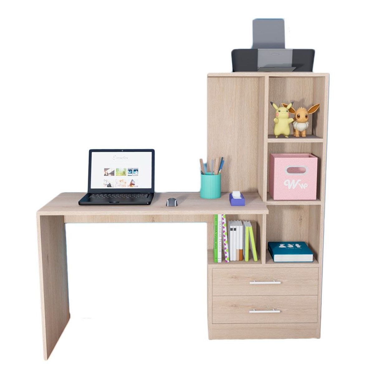 WONDER WOOD MUEBLERIA - Escritorio Organizador Robert con cajones Wonder Wood Muebleria Natural