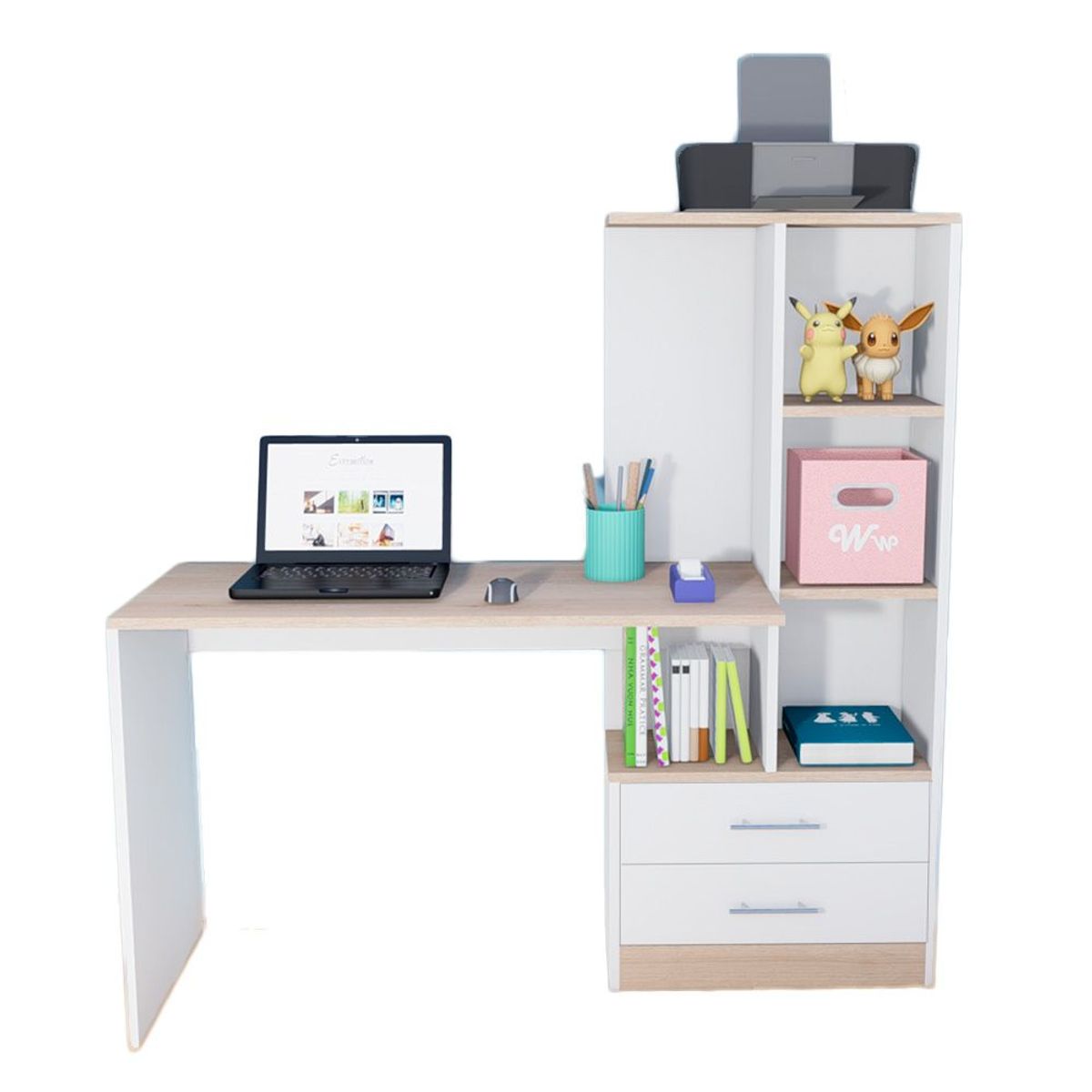 WONDER WOOD MUEBLERIA - Escritorio Organizador Robert con cajones Wonder Wood Muebleria BlancoNatural