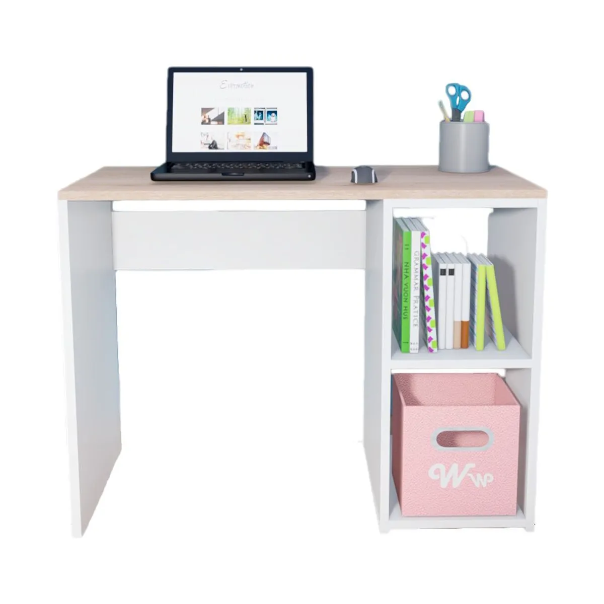 WONDER WOOD MUEBLERIA - Escritorio Harvey Wonder Wood Muebleria con 2 compartimientos blanco/damasco