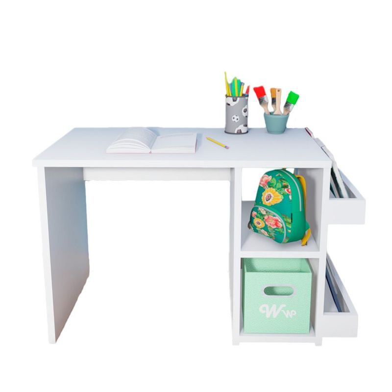 WONDER WOOD MUEBLERIA - Escritorio Montessori para Niños 2 a 7 años Wonder Wood Muebleria con 2 compartimientos y 2 portacuentos Blanco
