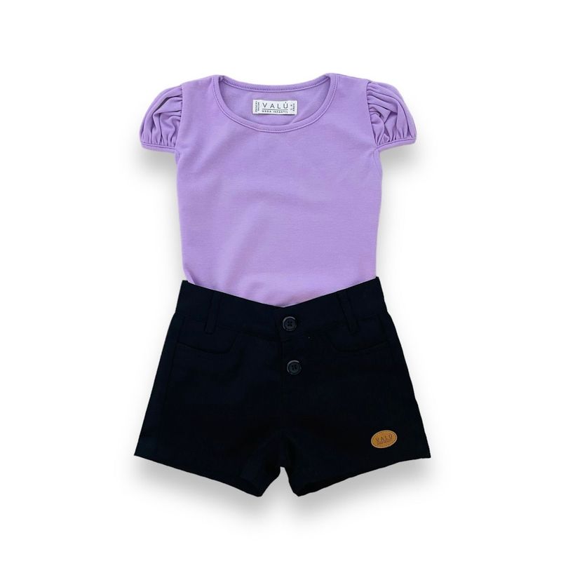 VALU MODA INFANTIL - Short negro y Polo lila para niña
