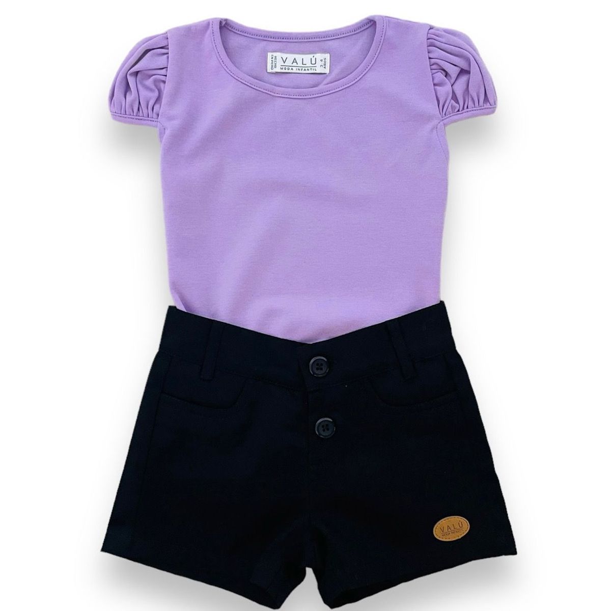 VALU MODA INFANTIL - Short negro y Polo lila para niña