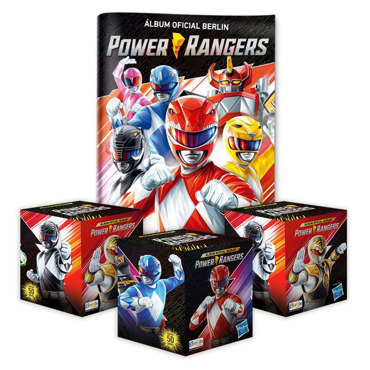 EDITORIAL BERLIN - Power Rangers, 1 Álbum Tapa Blanda + 3 Cajitas (150 Sobres)