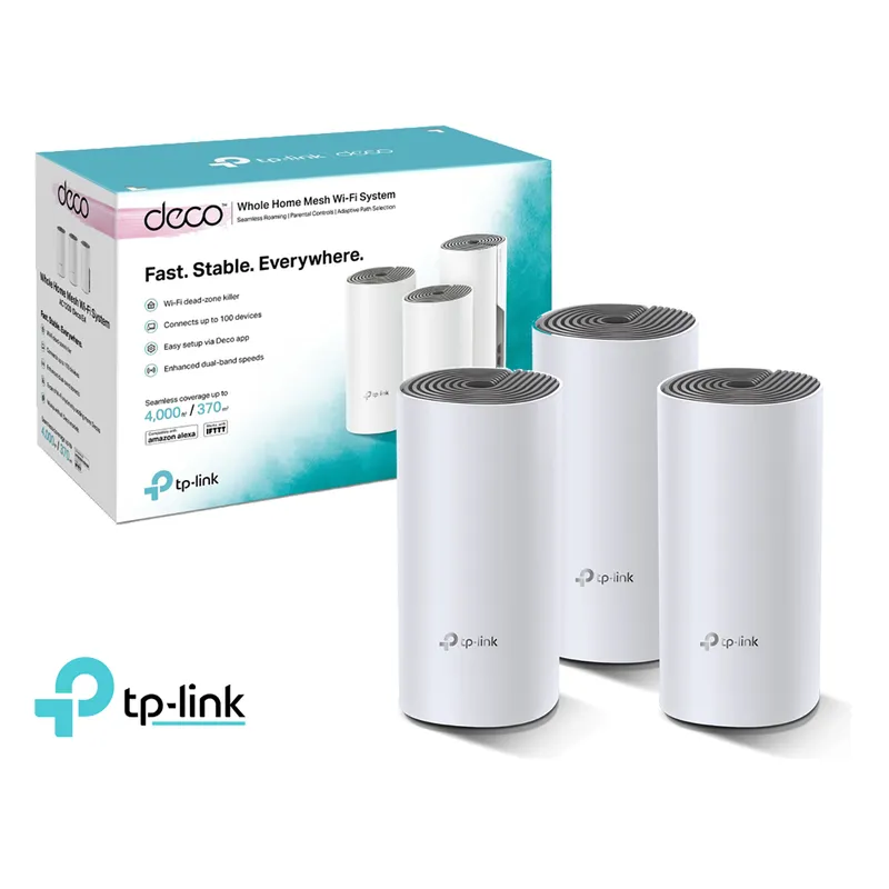 TP LINK - TP-Link Deco E4 3 Pack AC1200 100Mbps Sistema Wi-Fi Mesh 5 GHz 2,4 GHz
