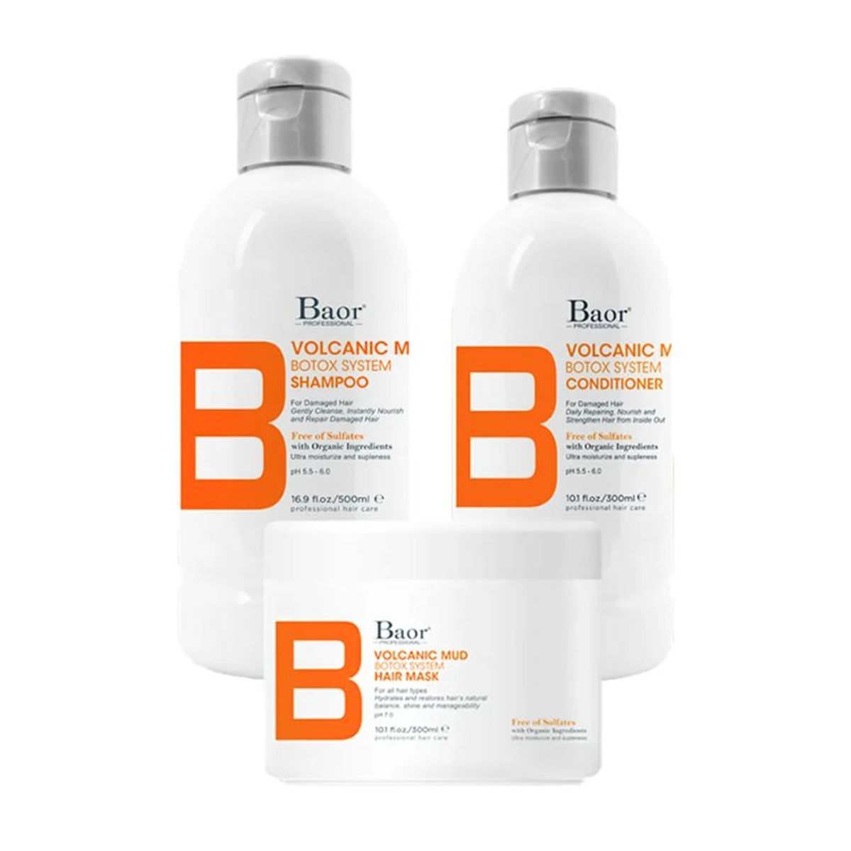 BAOR PROFESSIONAL - BAOR B - Tripack Volcanic Mud Shampoo  Acondicionador  Mascarilla