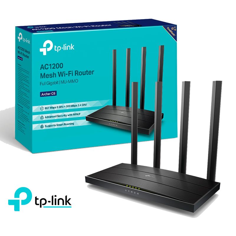 TP LINK - TP-Link Archer C6 Router Mesh Wireless Dual Band Gigabit AC1200
