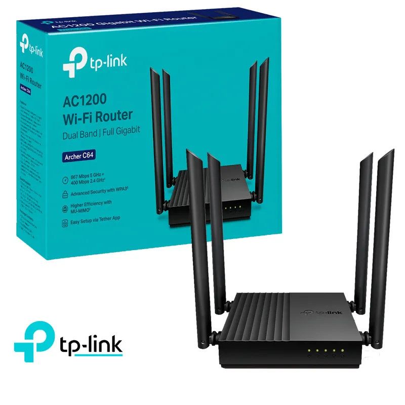 TP LINK - Tp-Link Archer C64 Router MU-MIMO 5 GHz 2,4 GHz AC1200