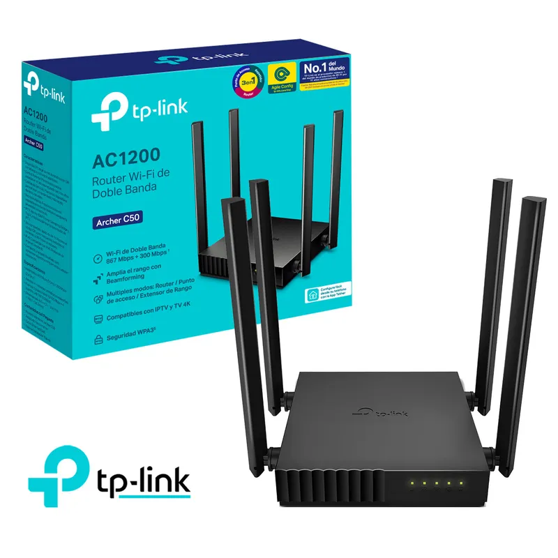 TP LINK - TP-Link Archer C50 AC1200 100Mbps Router Inalámbrico Dual Band