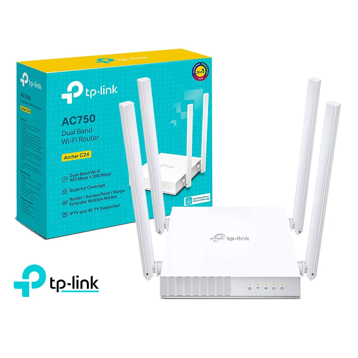 TP LINK - TP-Link Router Archer C24 AC750 Wireless 5 GHz 2,4 GHz Doble Banda