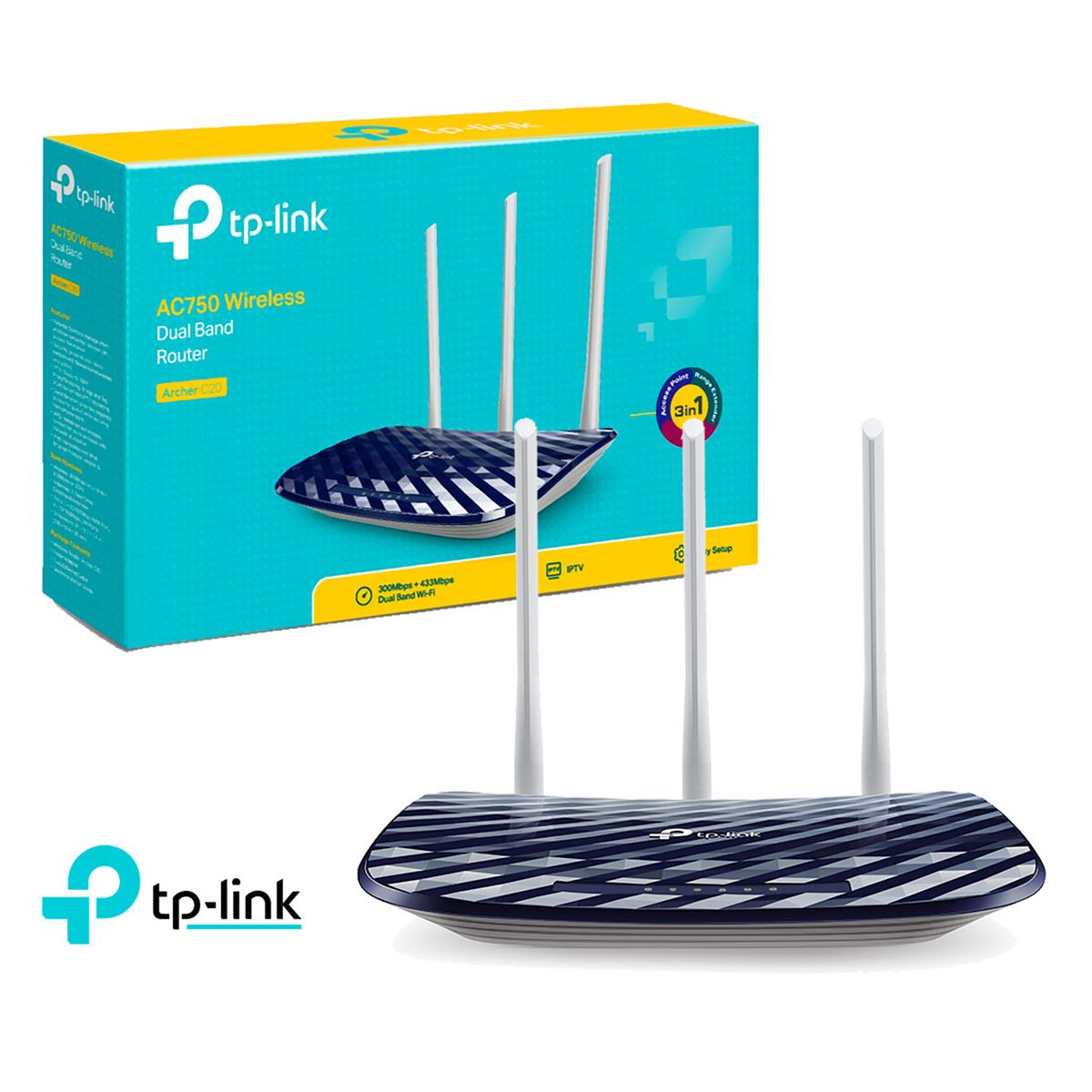 TP LINK - TP-Link Router Inalámbrico Archer C20 AC750 100Mbps Doble Banda 5 GHz 2,4 GHz