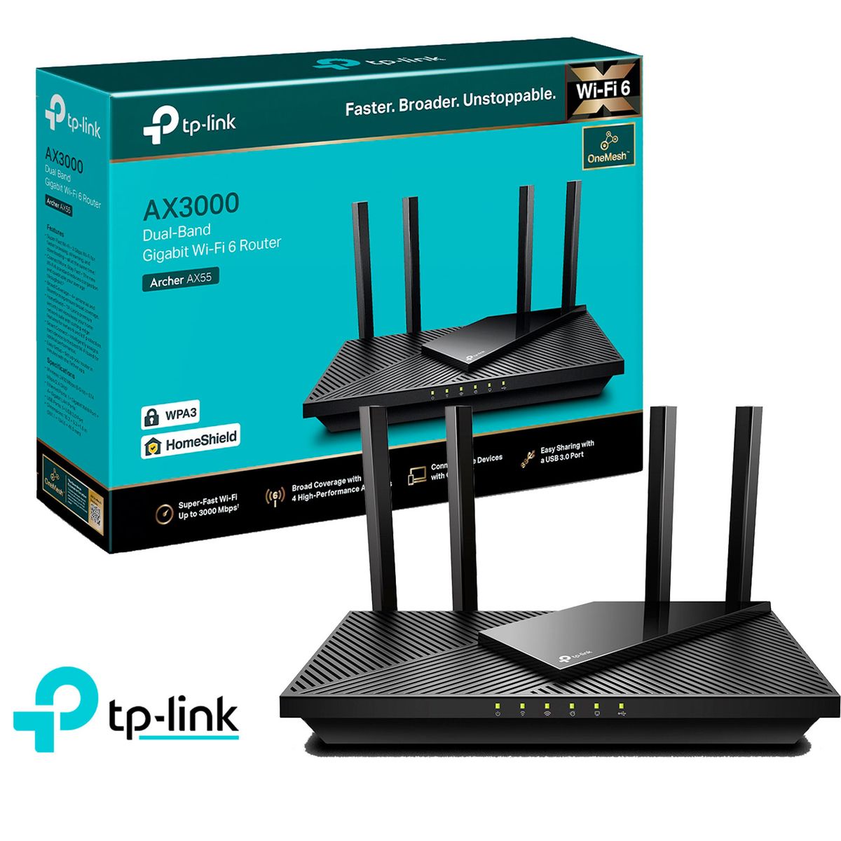 TP LINK - TP-Link Archer AX55 Wi-Fi 6 Router Dual Band AX3000