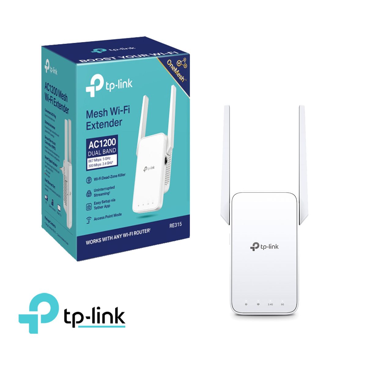 TP LINK - TP-Link RE315 Mesh Extensor Doble Banda 5 GHz 2,4 GHz AC1200