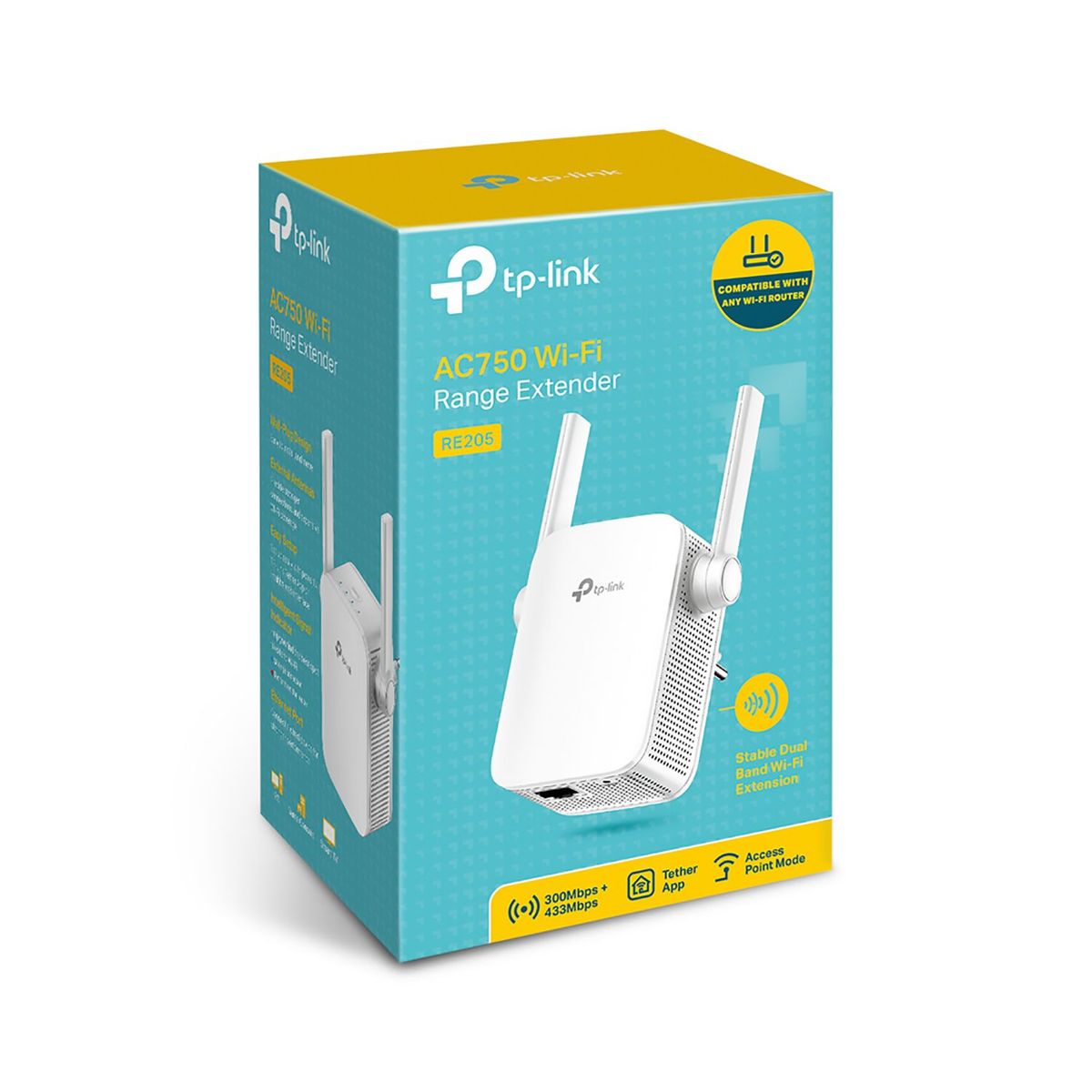 TP LINK - TP-Link Extensor De Rango Wifi RE205 AC750 Doble Banda