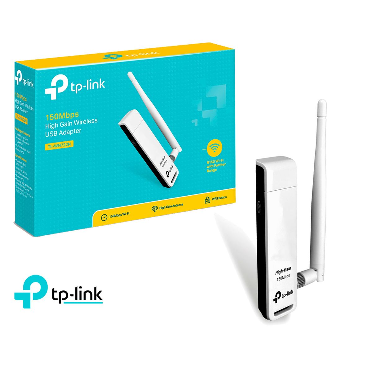 TP LINK - TP-Link Adaptador Inalambrico Usb TL-WN722N hasta 150 Mbps