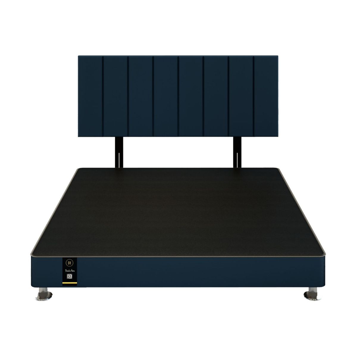 BARAKA HOME - Dormitorio Linz 1.98 x 2.03 + Cabecera Neuss Pata Desmontable King - Azul Marino