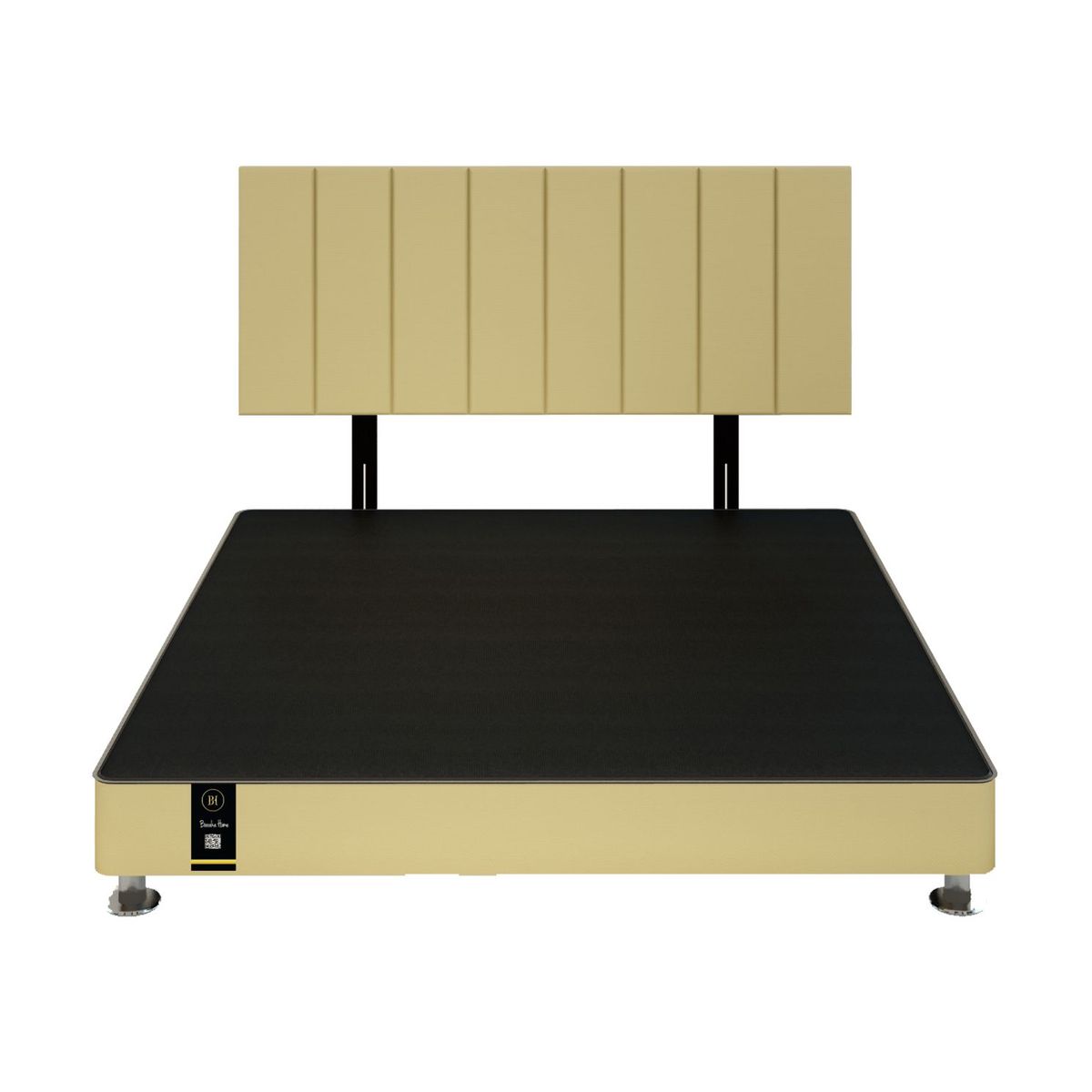 BARAKA HOME - Dormitorio Linz 1.98 x 2.03 + Cabecera Neuss Pata Desmontable King - Beige Claro