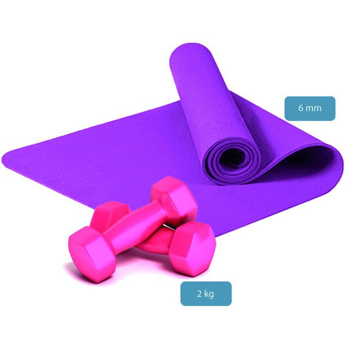GENERICO - Mat De Yoga 6mm Mancuernas 2kg