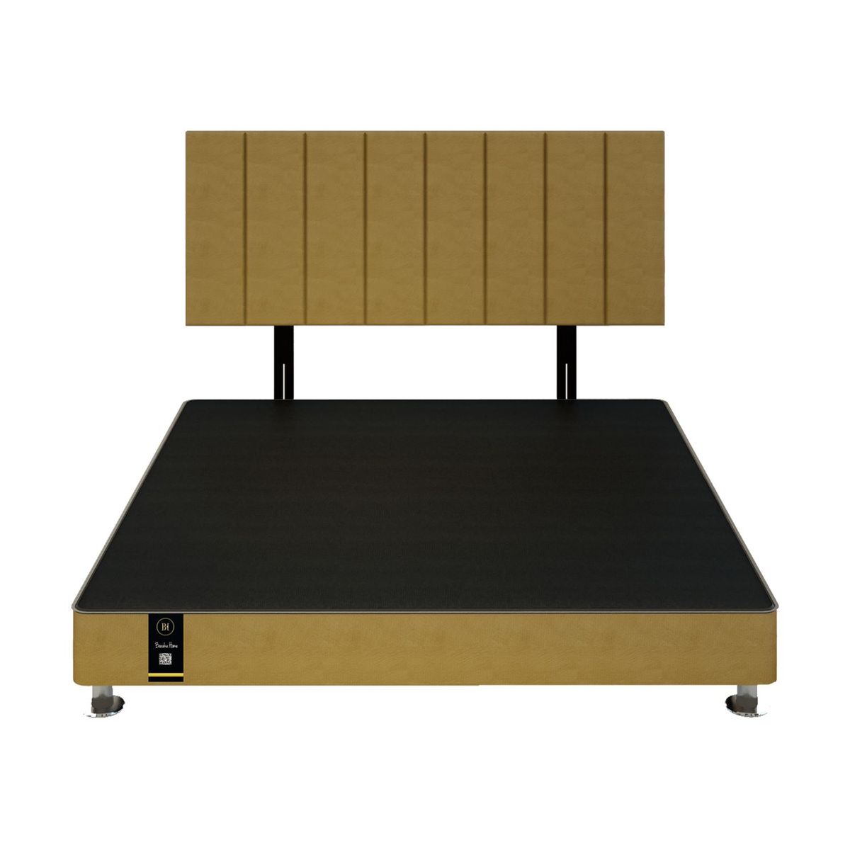 BARAKA HOME - Dormitorio Linz 1.98 x 2.03 + Cabecera Neuss Pata Desmontable King - Beige Oscuro