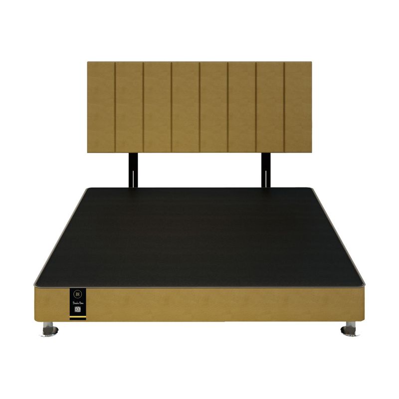 BARAKA HOME - Dormitorio Linz 1.98 x 2.03 + Cabecera Neuss Pata Desmontable King - Beige Oscuro