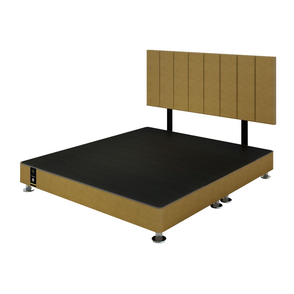 BARAKA HOME - Dormitorio Linz 1.98 x 2.03 + Cabecera Neuss Pata Desmontable King - Beige Oscuro