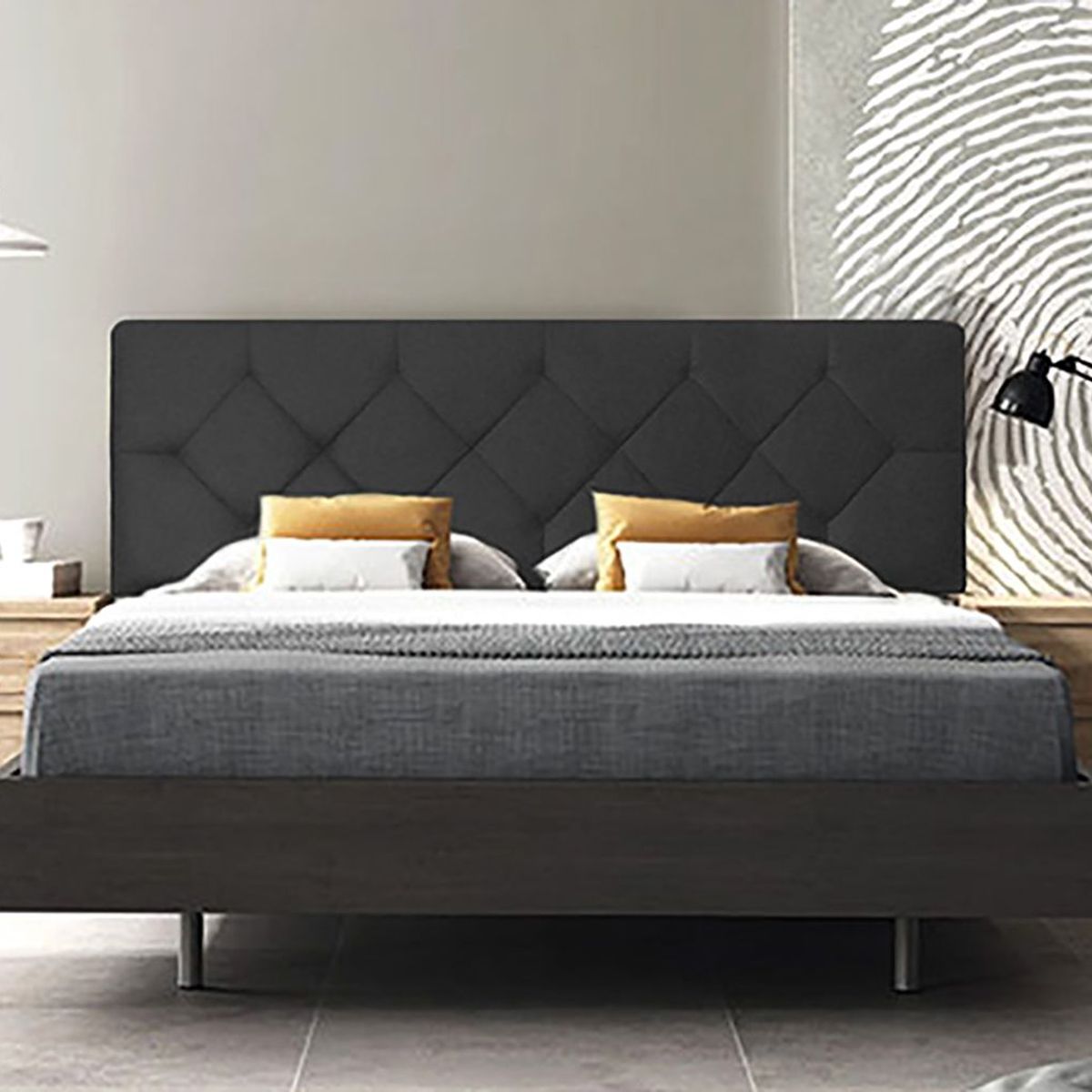 VILLA HOGAR - Cabecera Rombo Queen negro - Villa Hogar