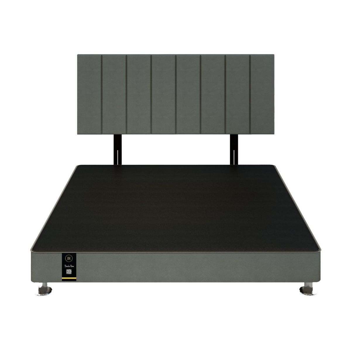 BARAKA HOME - Dormitorio Linz 1.98 x 2.03 + Cabecera Neuss Pata Desmontable King - Gris Oscuro