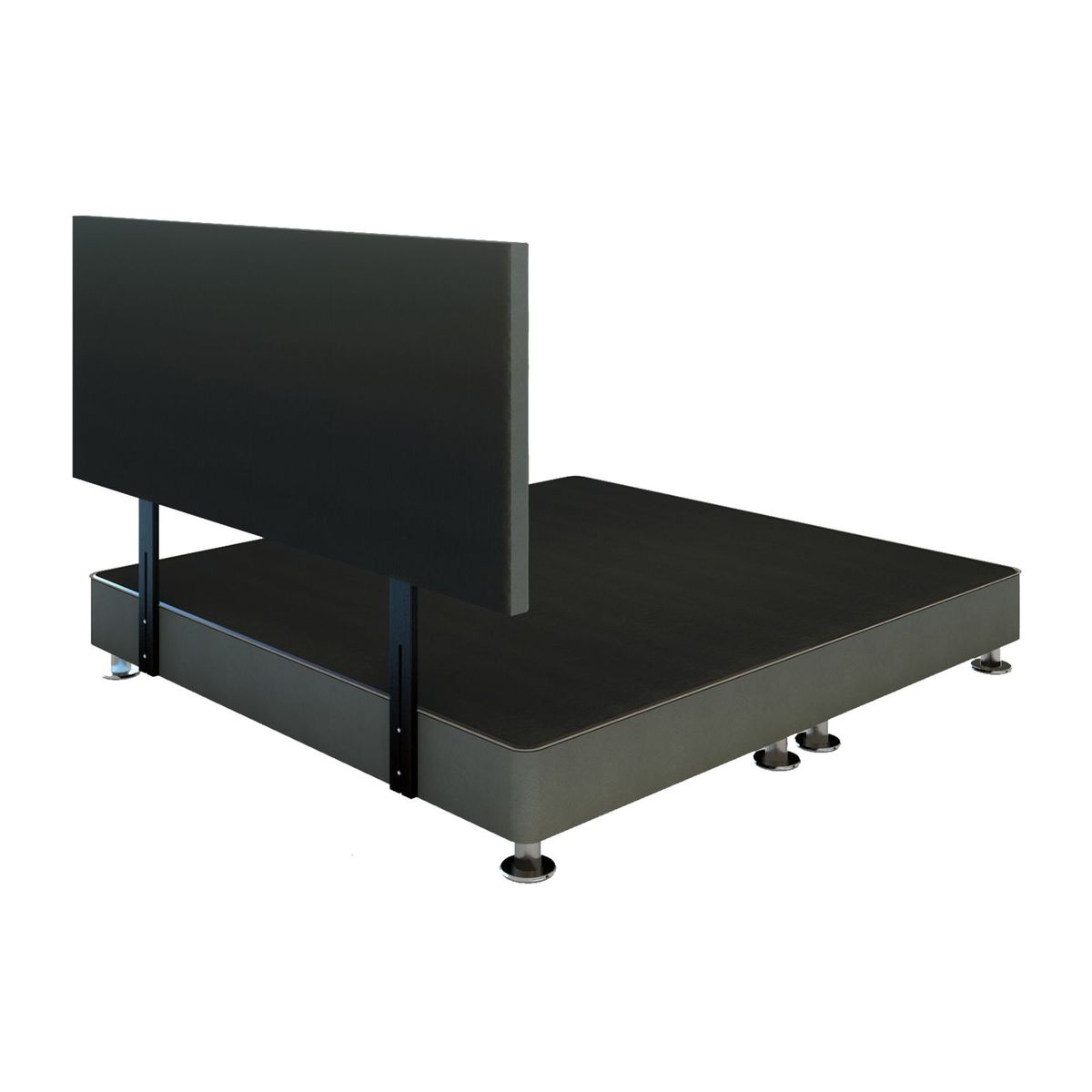 BARAKA HOME - Dormitorio Linz 1.98 x 2.03 + Cabecera Neuss Pata Desmontable King - Gris Oscuro