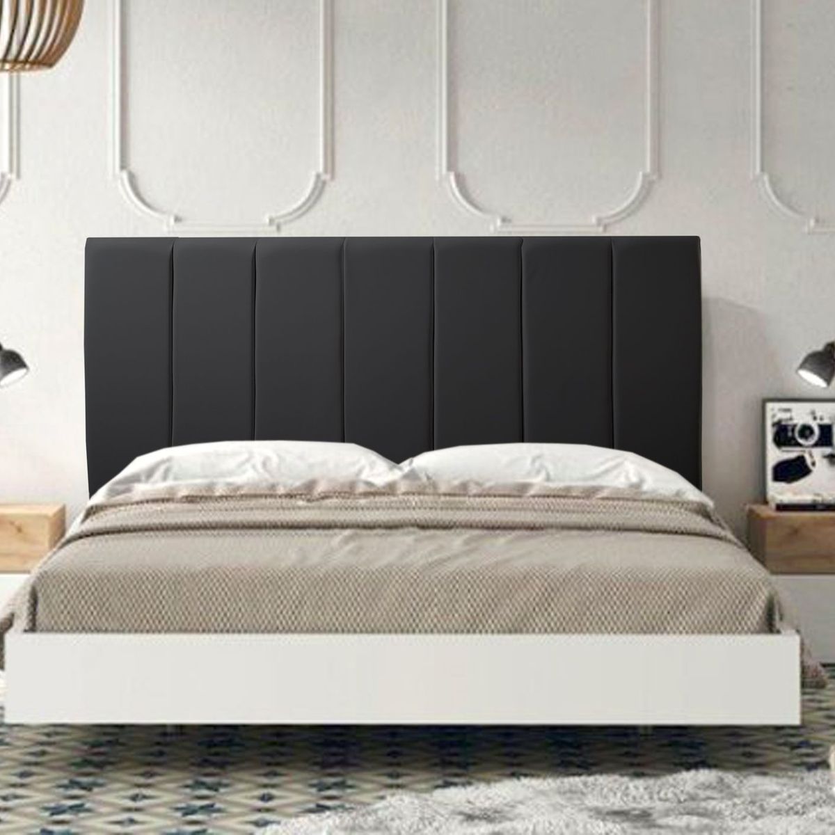 VILLA HOGAR - Cabecera 2 plazas Boston negro - Villa Hogar