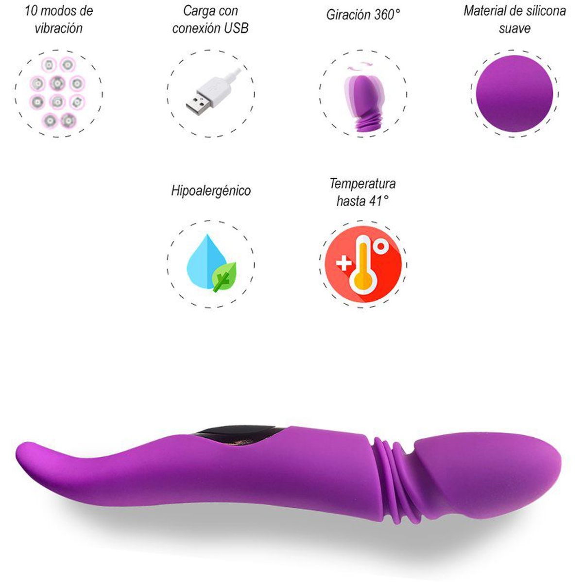GENERICO - Dildo vibrador morado doble placer