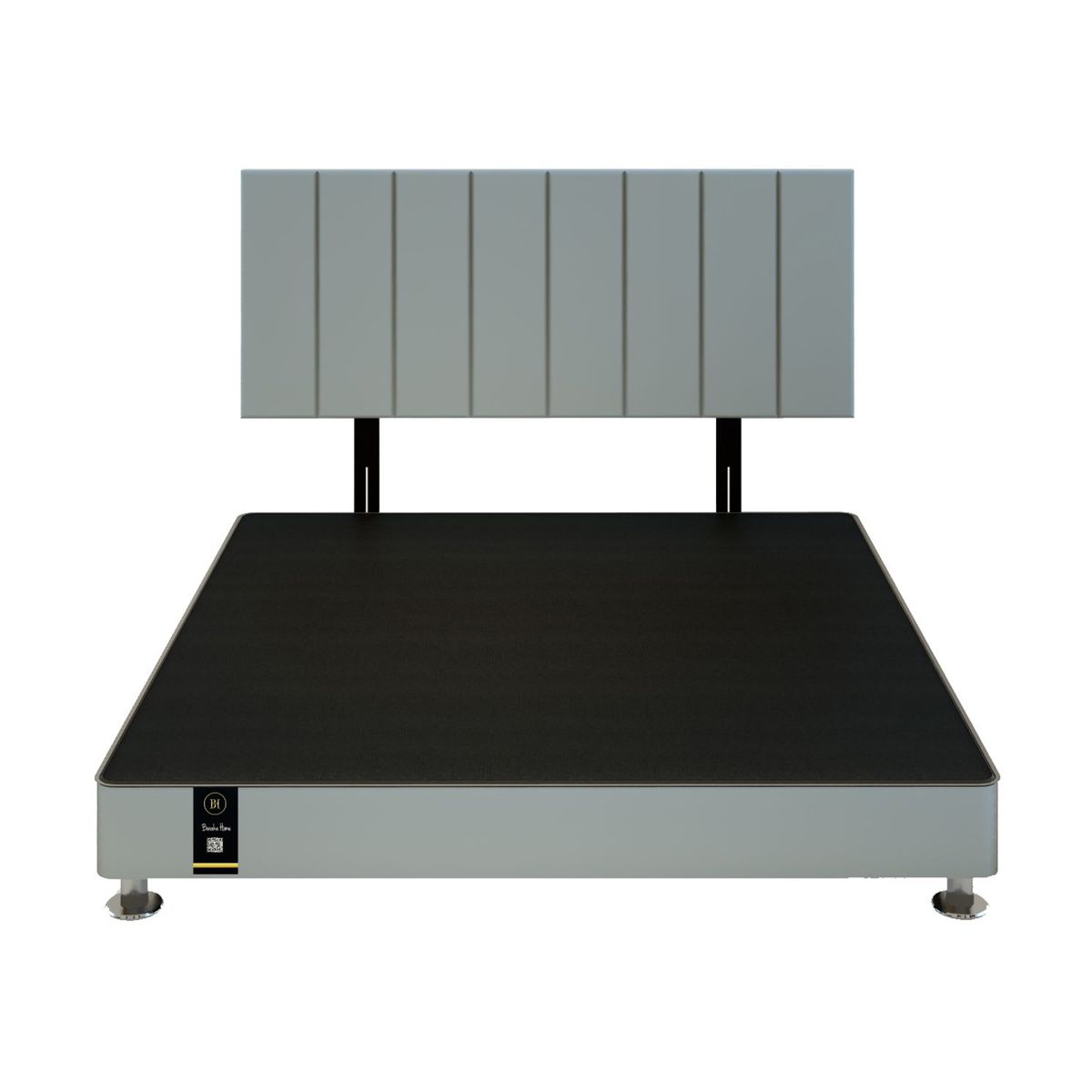 BARAKA HOME - Dormitorio Linz 1.98 x 2.03 + Cabecera Neuss Pata Desmontable King- Gris Claro