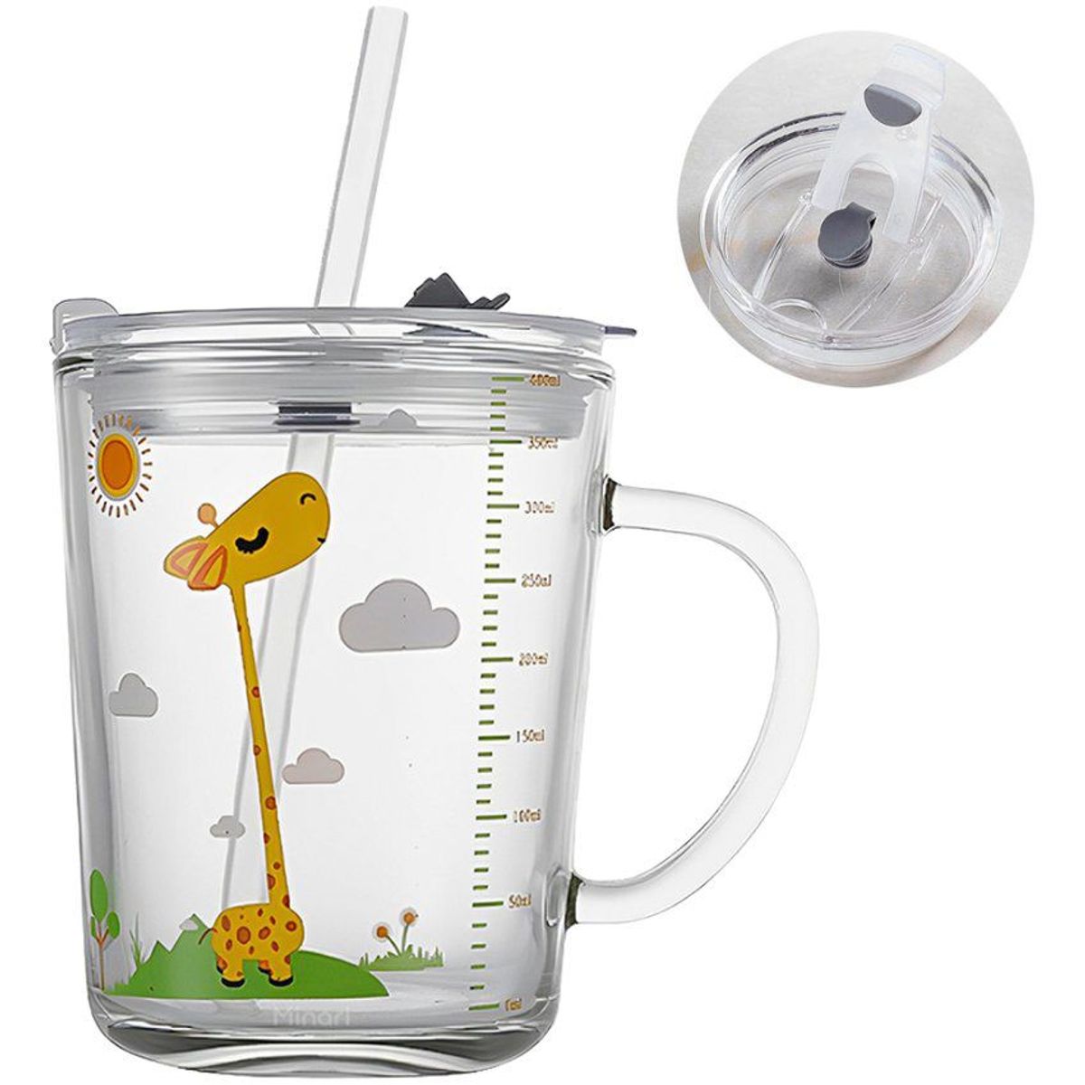 GENERICO - Taza de vidrio antiderrame vaso de entrenamiento para niños 400ml 47t