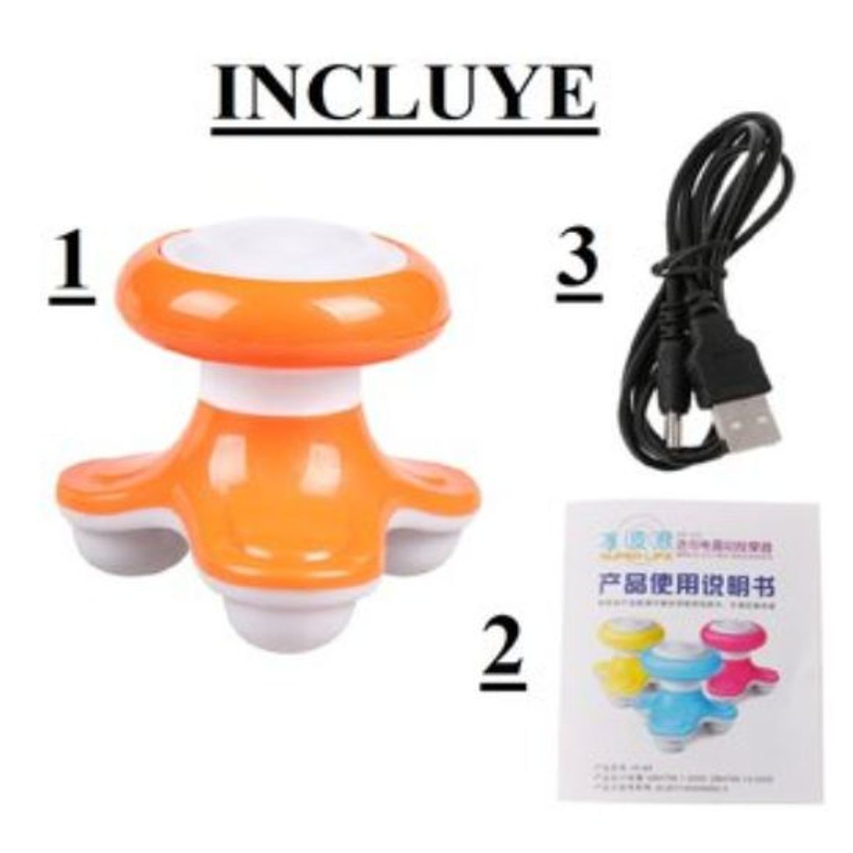 GENERICO - Masajeador Eléctrico  A Pilas Y Corriente Directa  -  NARANJA