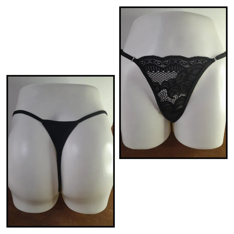 GENERICO - PANTY SEMI HILO SEXY DE ENCAJE Y ALGODON TALLA UNICA AJUSTABLE