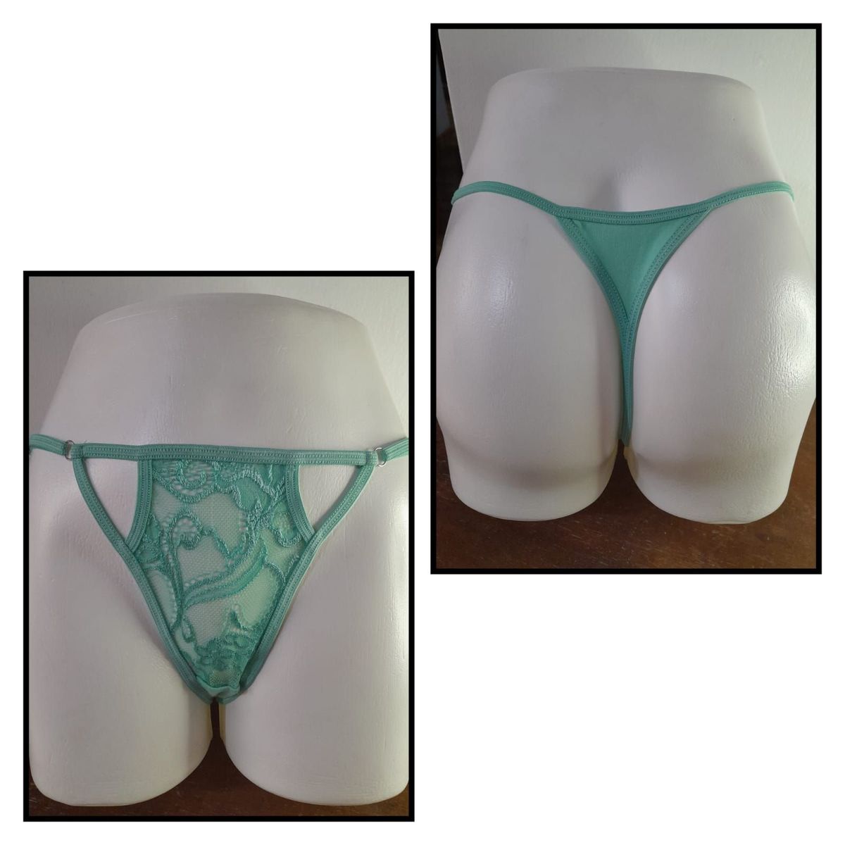 GENERICO - PANTY SEMI HILO SEXY DE ENCAJE Y ALGODON TALLA UNICA AJUSTABLE