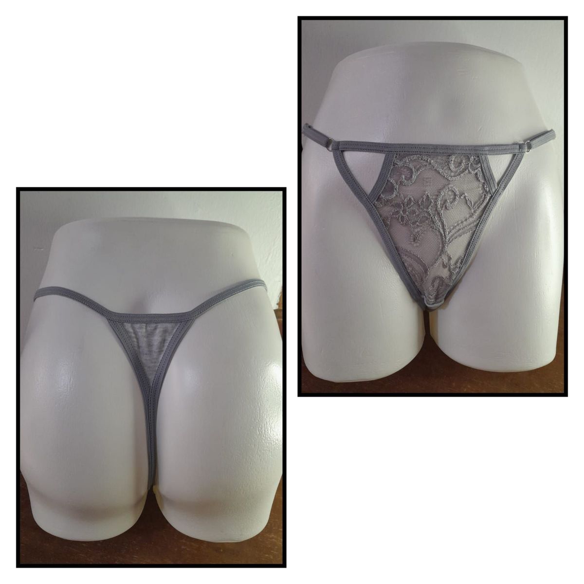 GENERICO - PANTY SEMI HILO SEXY DE ENCAJE Y ALGODON TALLA UNICA AJUSTABLE